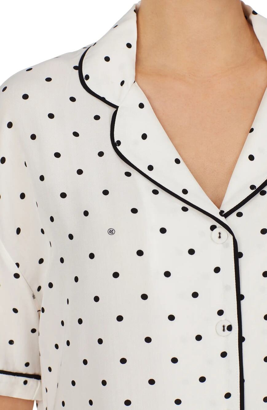 REFINERY29 NWT Piera Crop Pajama Top In Black/white Mini Logo Dot Size 3X